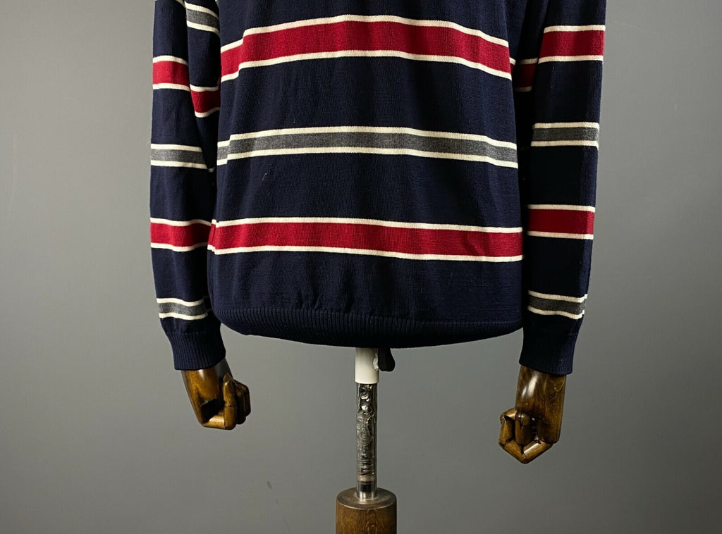 Paul & Shark Yachting Cool Touch Blue Stripe High Neck Wool Jumper – Men's L