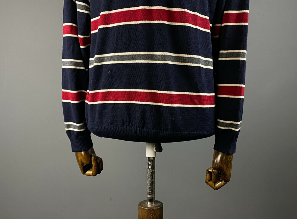 Paul & Shark Yachting Cool Touch Blue Stripe High Neck Wool Jumper – Men's L