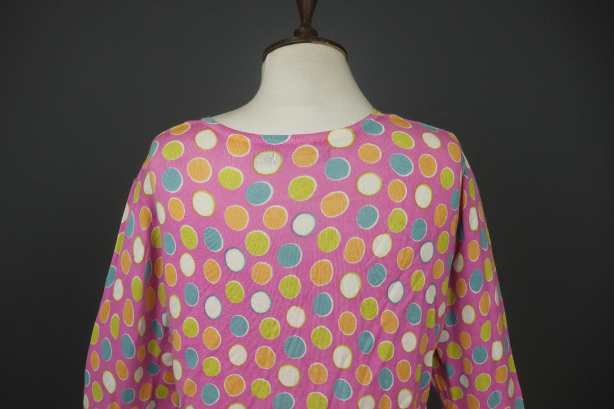 GUDRUN SJÖDEN Multi Polka Dot Long Sleeve Button Front Cardigan Sweater – Size M