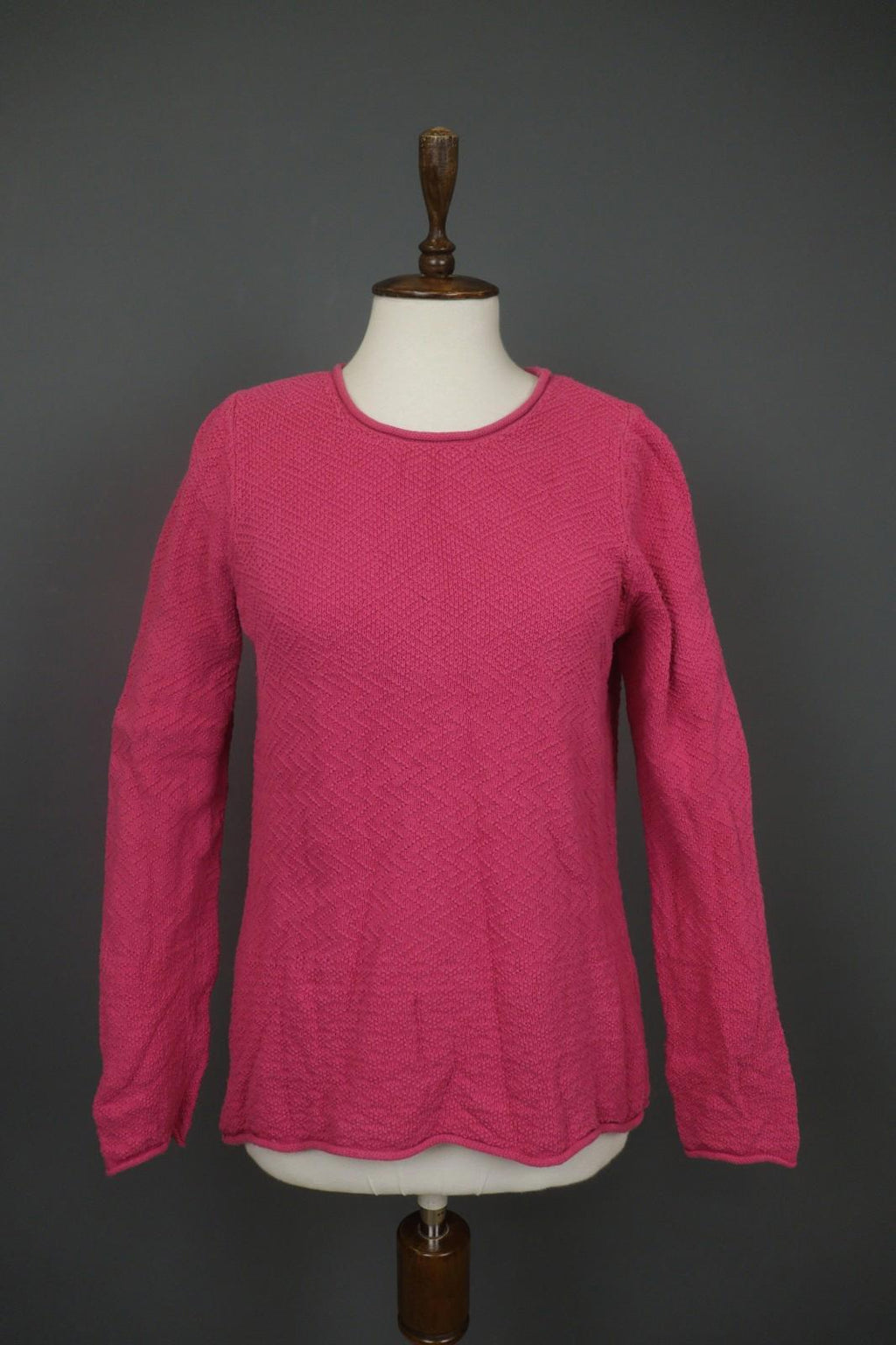 GUDRUN SJODEN Pink Cotton Knitted Long Sleeve Round Neck Pullover Sweater – Size S