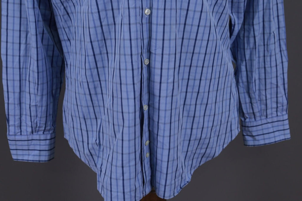 Burberry London Blue Check Long Sleeve Button Down Shirt – Size L
