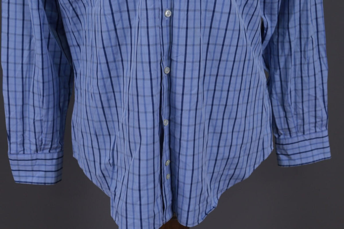Burberry London Blue Check Long Sleeve Button Down Shirt – Size L