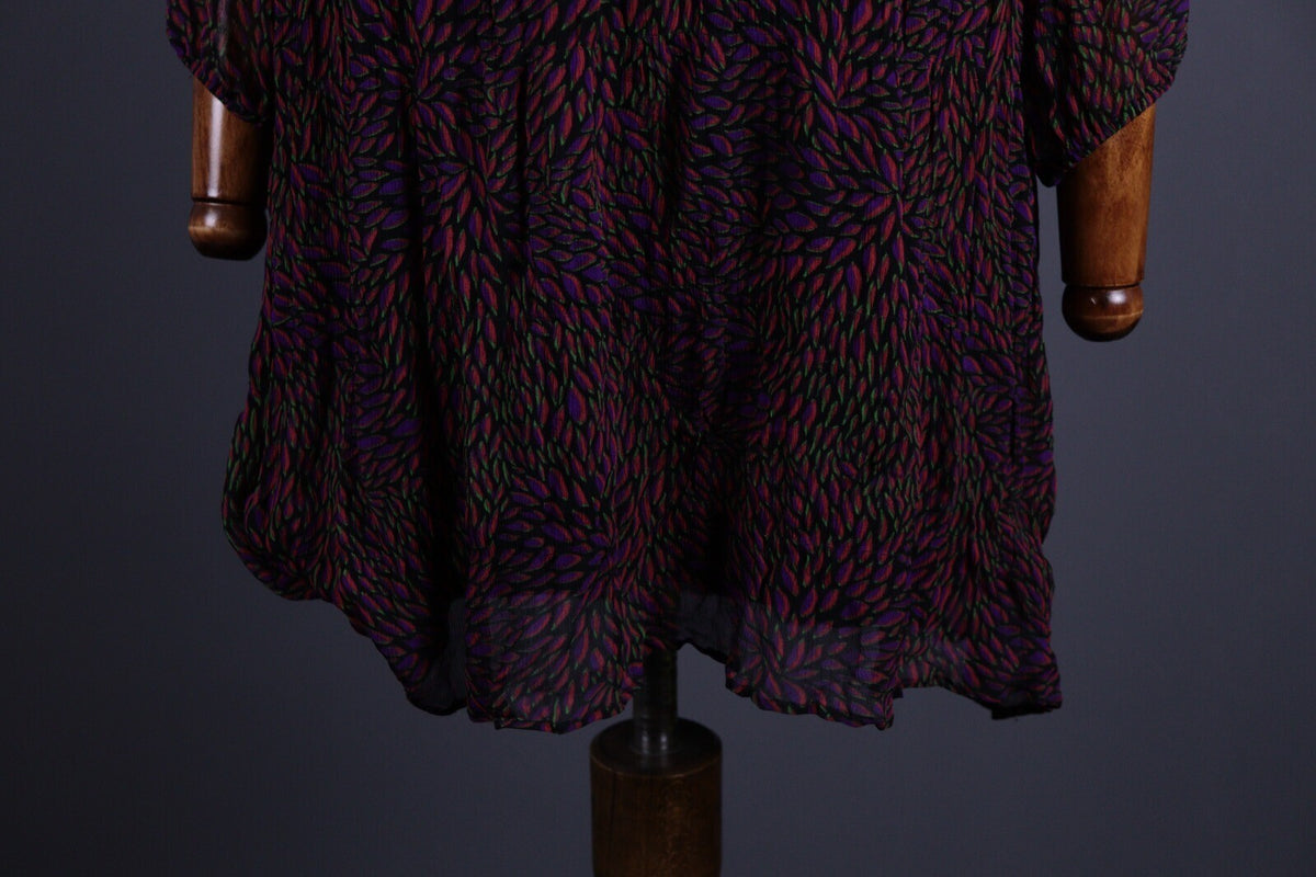 BA&SH Multicolor Floral Relaxed Mesh Long Sleeve Blouson Dress – Size 0 / XS