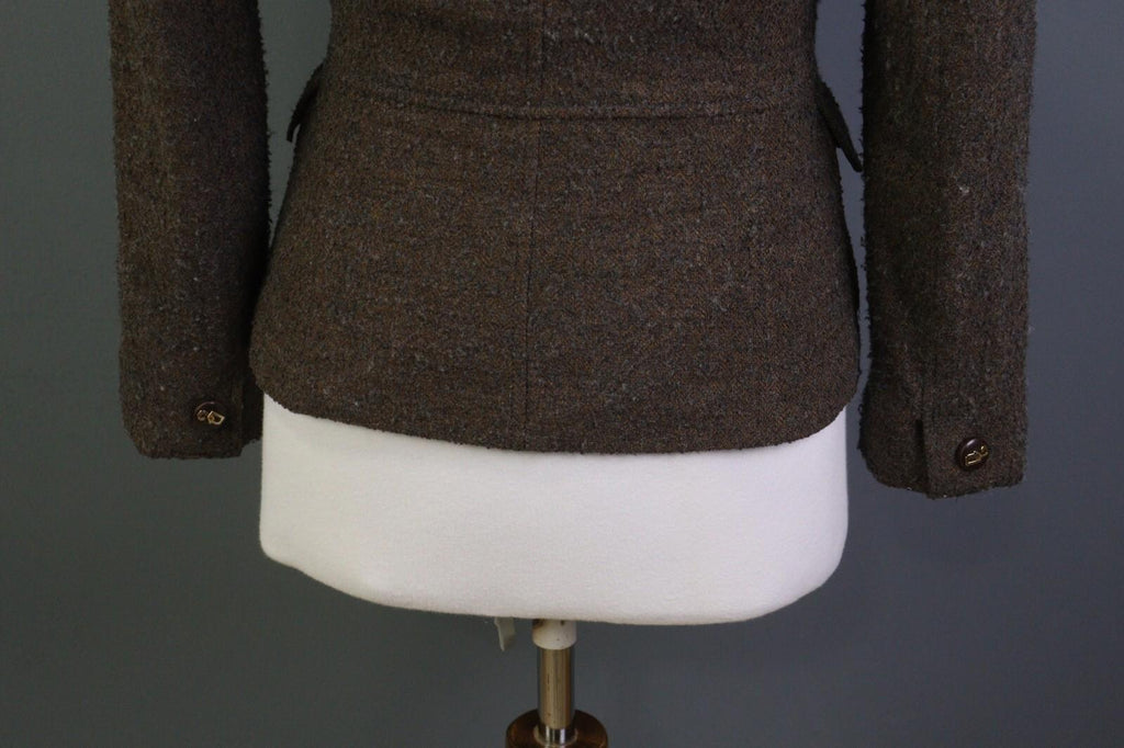 DOLCE&GABBANA Brown and Black Wool Full Zip Sweater with Blazer Jacket – Size 42