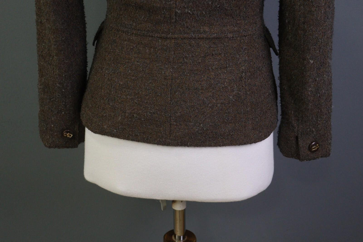 DOLCE&GABBANA Brown and Black Wool Full Zip Sweater with Blazer Jacket – Size 42