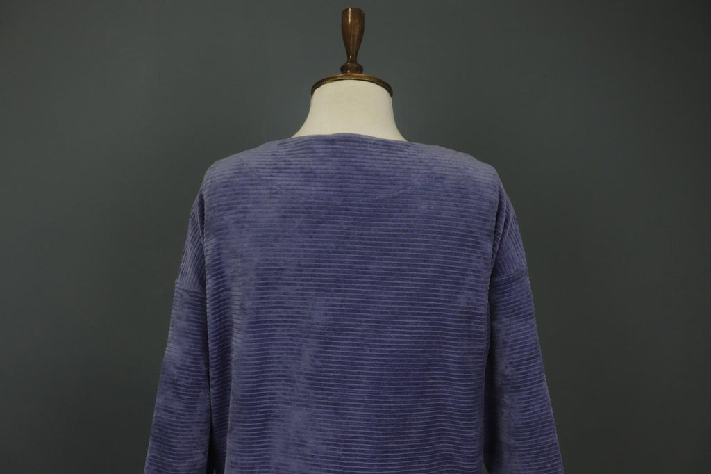 GUDRUN SJODEN Purple Cotton Velour Round Neck Pullover Shift Dress – Size XS