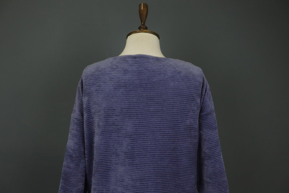 GUDRUN SJODEN Purple Cotton Velour Round Neck Pullover Shift Dress – Size XS