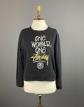 STUSSY One World Black Cotton Big Logo Sweater – Size L