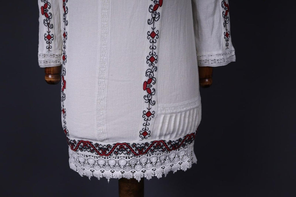 ALICE + OLIVIA White Floral Embroidered Long Sleeve Blouson Midi Dress – Size XS
