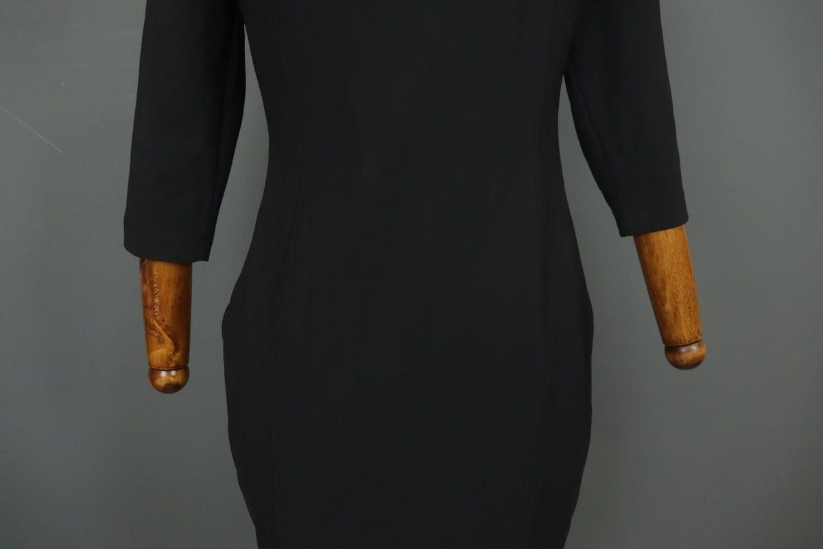 SARAH PACINI Black Long Sleeve Round Neck Pullover Bodycon Dress – Size S / M