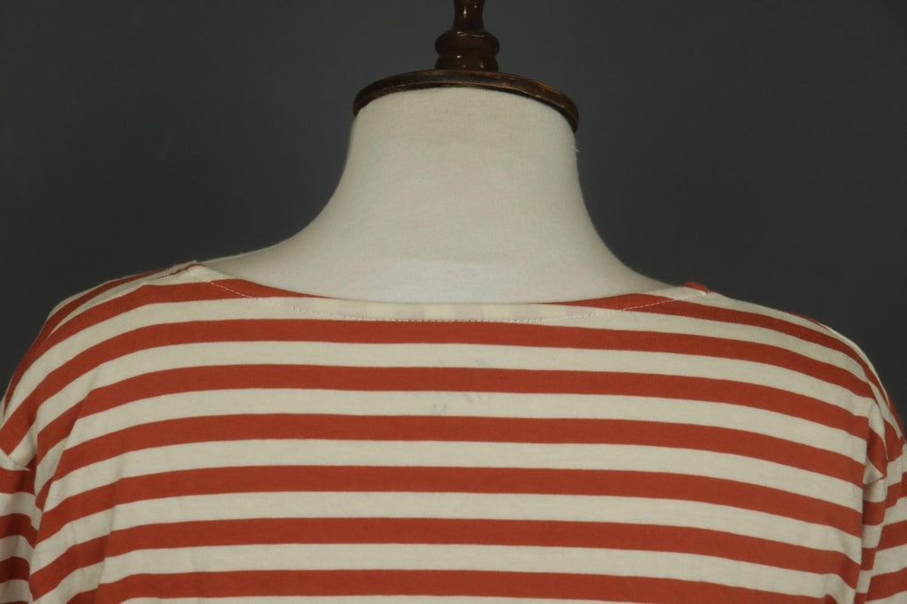 GUDRUN SJODEN Orange White Striped Comfort Long Sleeve Pullover Blouse Top Sz M