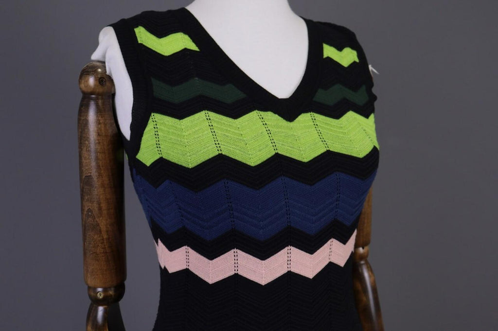 MISSONI Multicolor Striped Sleeveless Knit Bodycon Dress – Size 38