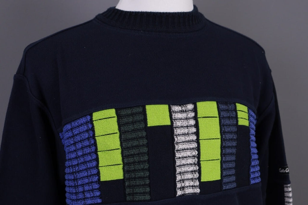 Carlo Colucci Sport Black Geometric Cotton Knit Sweater – Size M