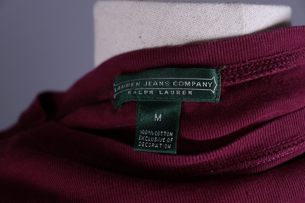 Lauren Jeans Co. Ralph Lauren Burgundy Elbow Patches Long Sleeve Top Shirt Sz M