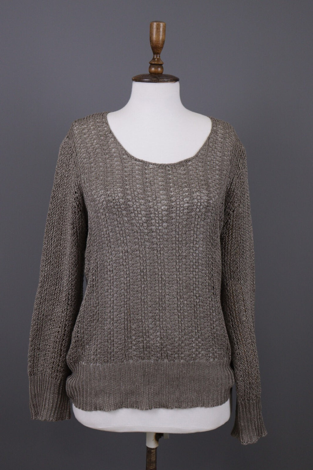 Oska Brown Lagenlook Relaxed Linen Knit Pullover Sweater – Size 2 / M