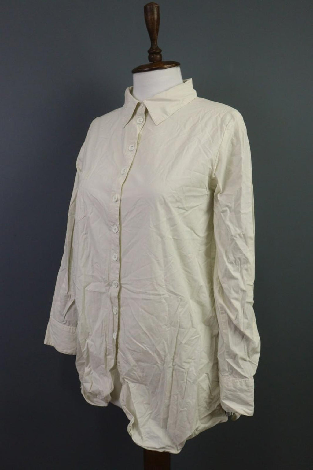 EWA I WALLA Beige 100%Cotton Casual Long Sleeve Button Front Shirt Dress – Size XS