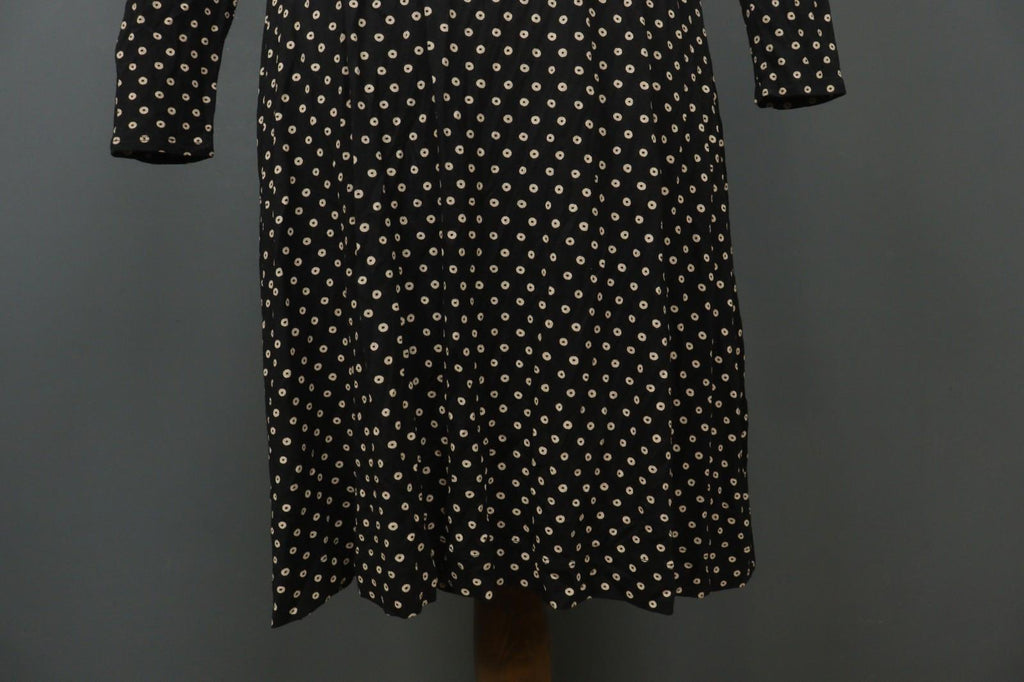GUDRUN SJODEN Black Polka Dot Modal Long Sleeve Tie Waist Wrap Dress – Size M