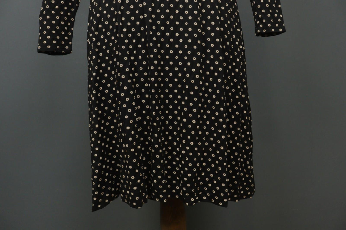 GUDRUN SJODEN Black Polka Dot Modal Long Sleeve Tie Waist Wrap Dress – Size M