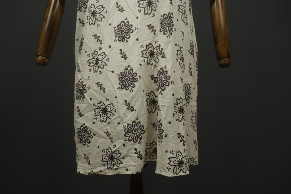 GUDRUN SJODEN White & Black Floral Cotton Cap Sleeve Crew Neck Sheath Dress Sz S