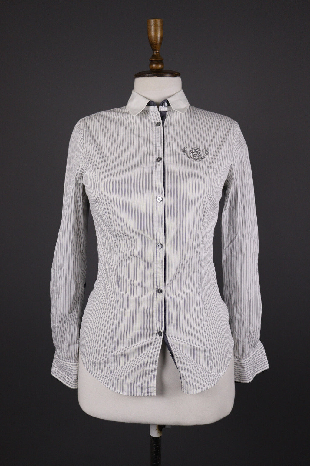 Paul & Shark Yachting Stretch White Stripe Long Sleeve Blouse Shirt – Size 40
