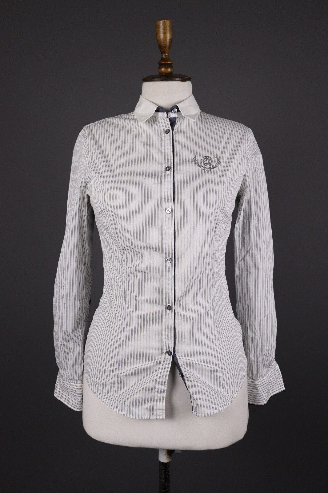Paul & Shark Yachting Stretch White Stripe Long Sleeve Blouse Shirt – Size 40