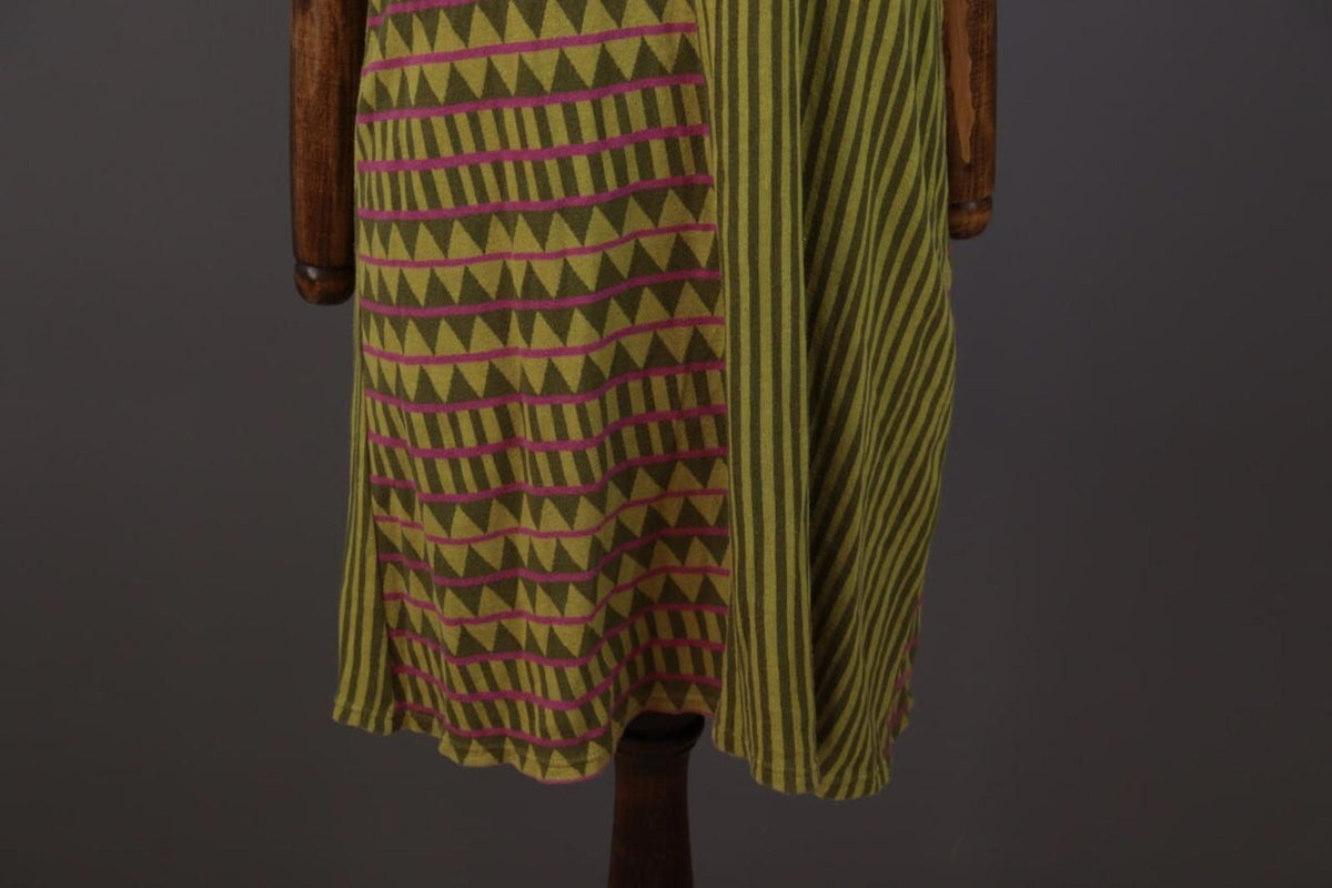 GUDRUN SJODEN Green Geometric Striped Sleevelss A-Line Short Dress – Size M