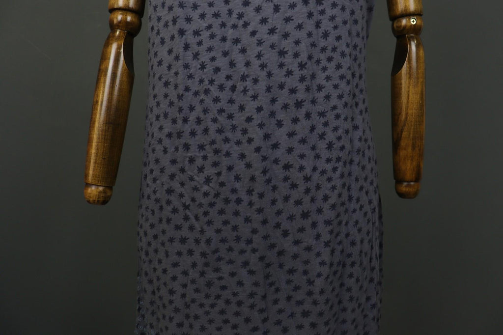 GUDRUN SJODEN Gray Floral 100% Cotton Short Sleeve Round Neck Shift Dress – Size M