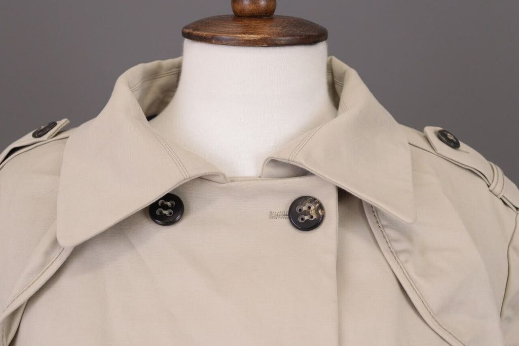 Laurel Beige Double Breasted Designer Wool Cropped Coat Jacket – Size 44