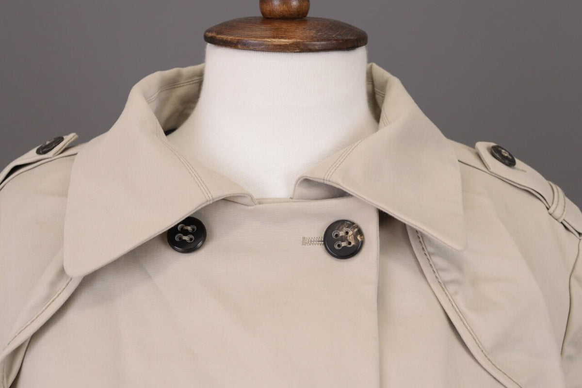 Laurel Beige Double Breasted Designer Wool Cropped Coat Jacket – Size 44