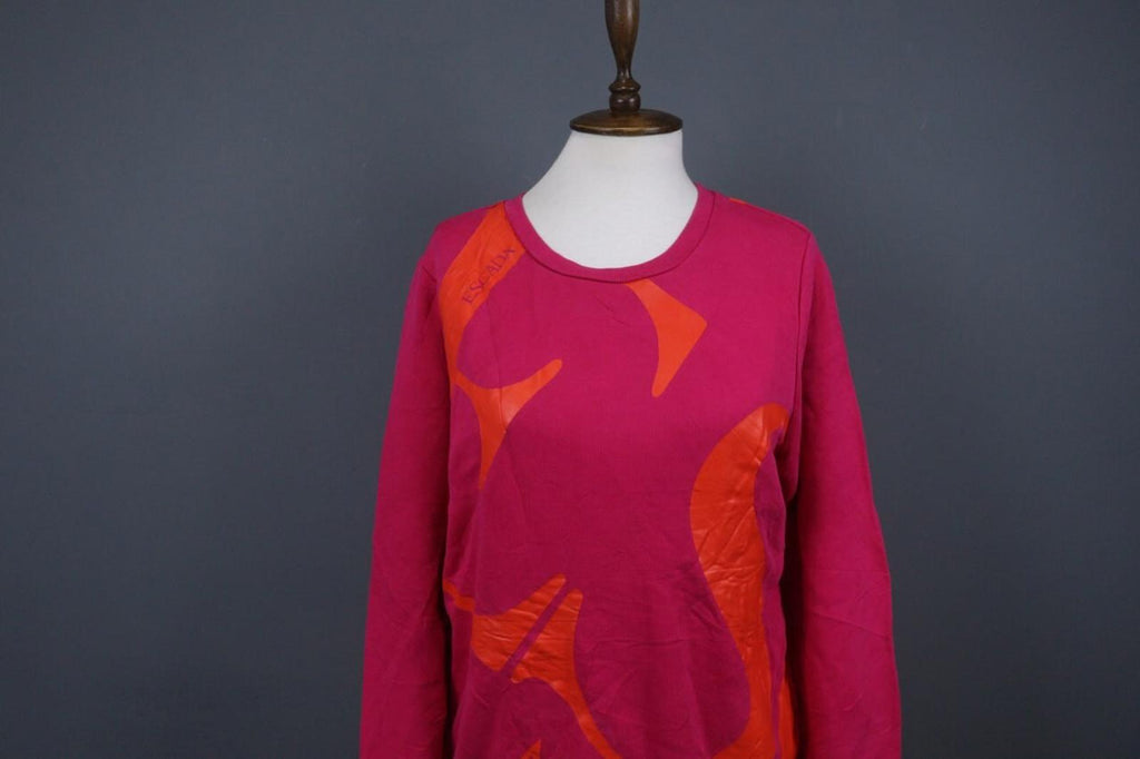 ESCADA Sport Red Cotton Ribbed Cuff & Hem Crew Neck Long Sleeve Sweater – Size M – Used