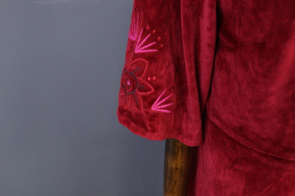 GUDRUN SJODEN Burgundy Kimono Sleeve Knit Wrape Cape Cardigan Sweater – Size S