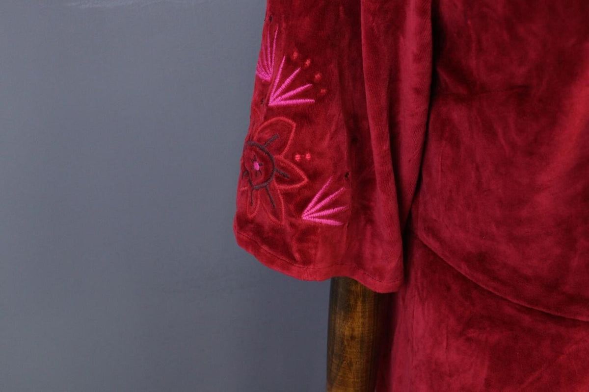 GUDRUN SJODEN Burgundy Kimono Sleeve Knit Wrape Cape Cardigan Sweater – Size S