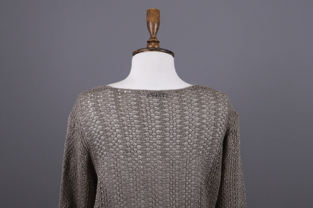 Oska Brown Lagenlook Relaxed Linen Knit Pullover Sweater – Size 2 / M