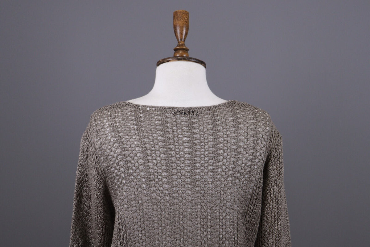 Oska Brown Lagenlook Relaxed Linen Knit Pullover Sweater – Size 2 / M