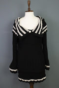 ELISA CAVALETTI Sono Italiano Black Knit A-Line Ultra Long Sleeve Dress