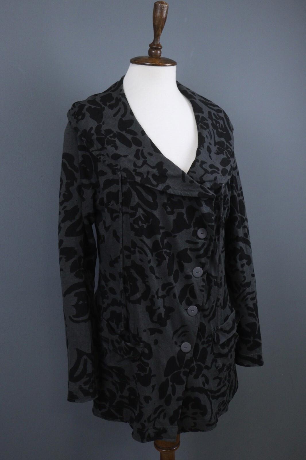 TOAST Black Gray Geometric Pattern Wool Tweed Button Front Blazer Jacket Sz M/L