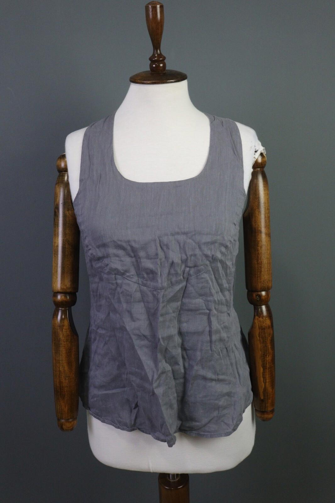 MARITH FRANCOIS GIRBAULD Gray Linen Rayon Tank Top Blouse Cropped Shirt – Size 29