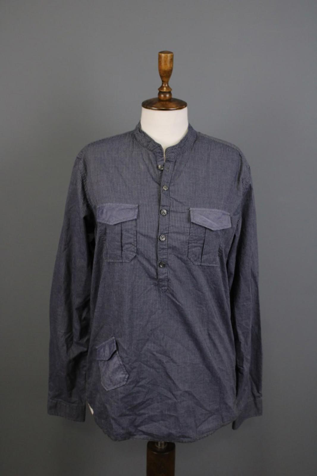 Desigual Blue White Striped 100%Cotton Regular Fit Long Sleeve Shirt Top – Size M