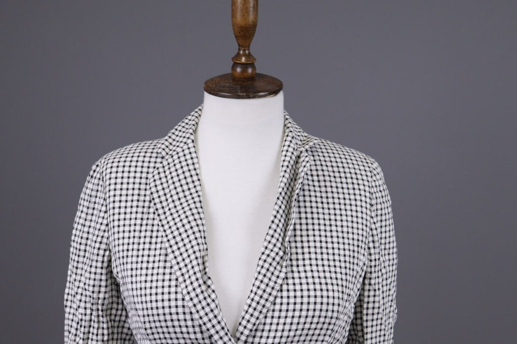 Max Mara White & Black 3/4 Sleeve Check Blazer Jacket – Size I 40 / USA 6