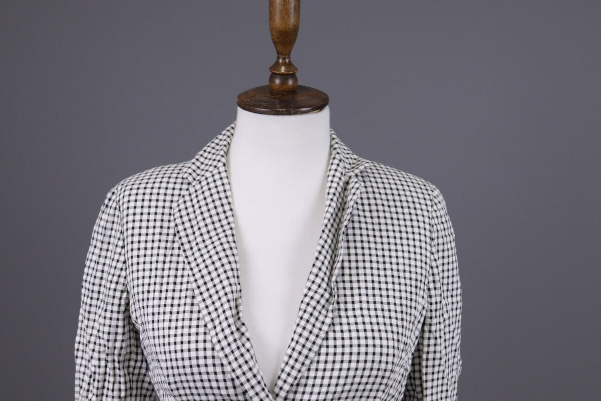 Max Mara White & Black 3/4 Sleeve Check Blazer Jacket – Size I 40 / USA 6