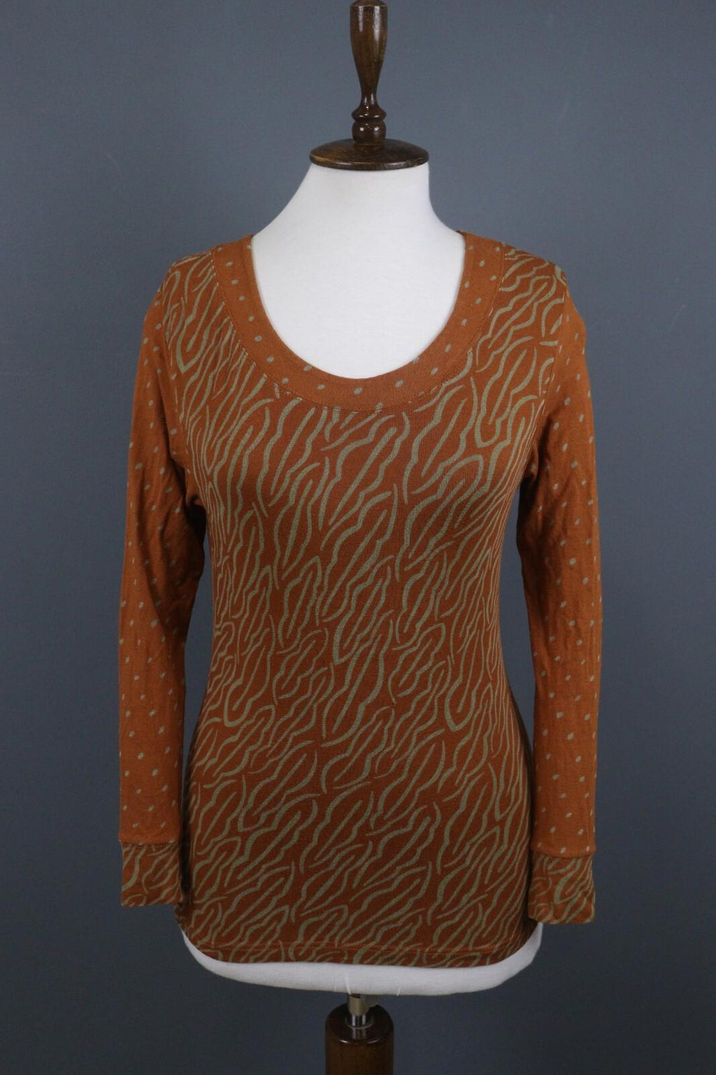 GUDRUN SJODEN Brown Long Sleeve Lightweight Top Blouse – Size S