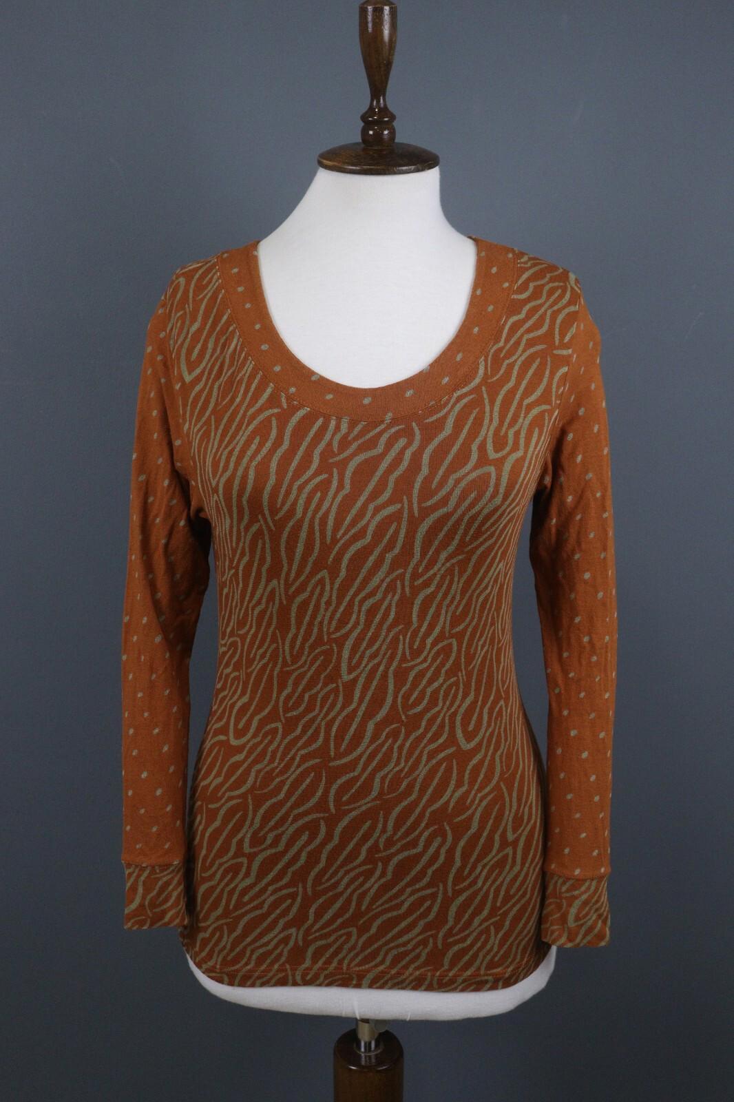 GUDRUN SJODEN Brown Long Sleeve Lightweight Top Blouse – Size S