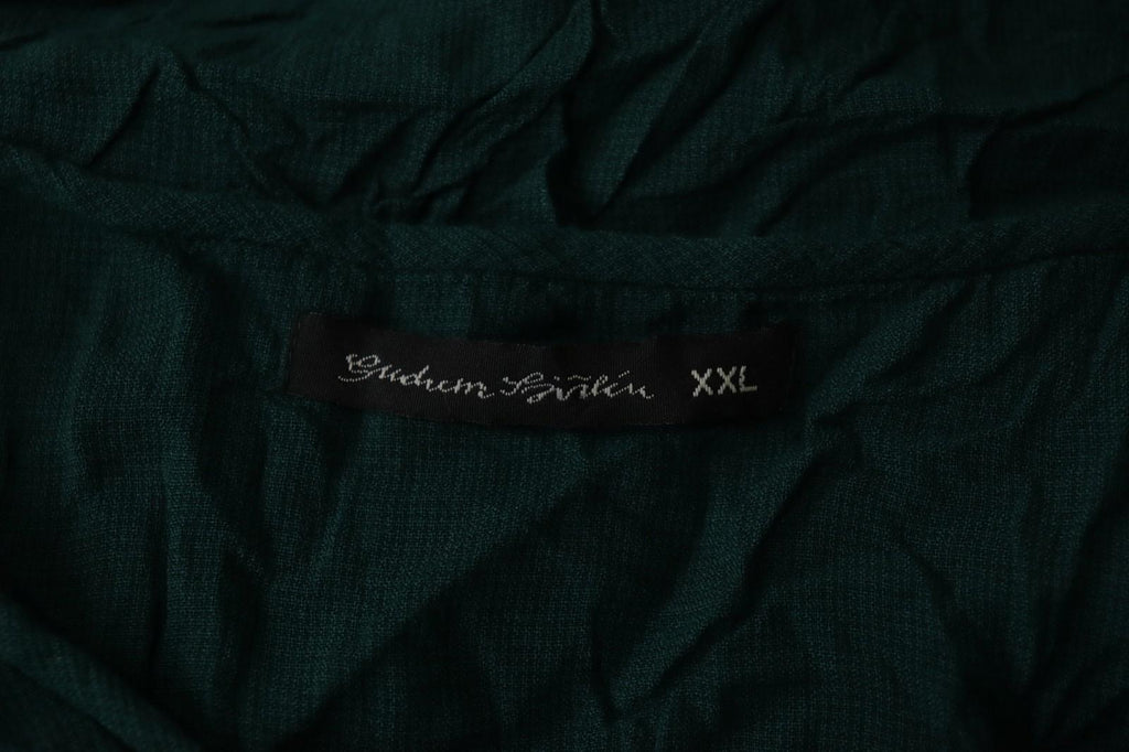GUDRUN SJODEN Green Viscose Half Sleeve Round Neck Button Front Shirt Top Sz XXL