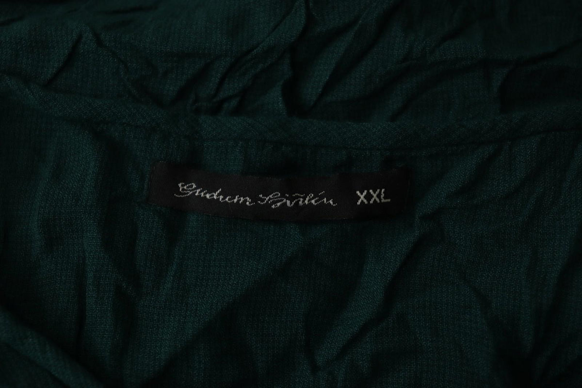 GUDRUN SJODEN Green Viscose Half Sleeve Round Neck Button Front Shirt Top Sz XXL