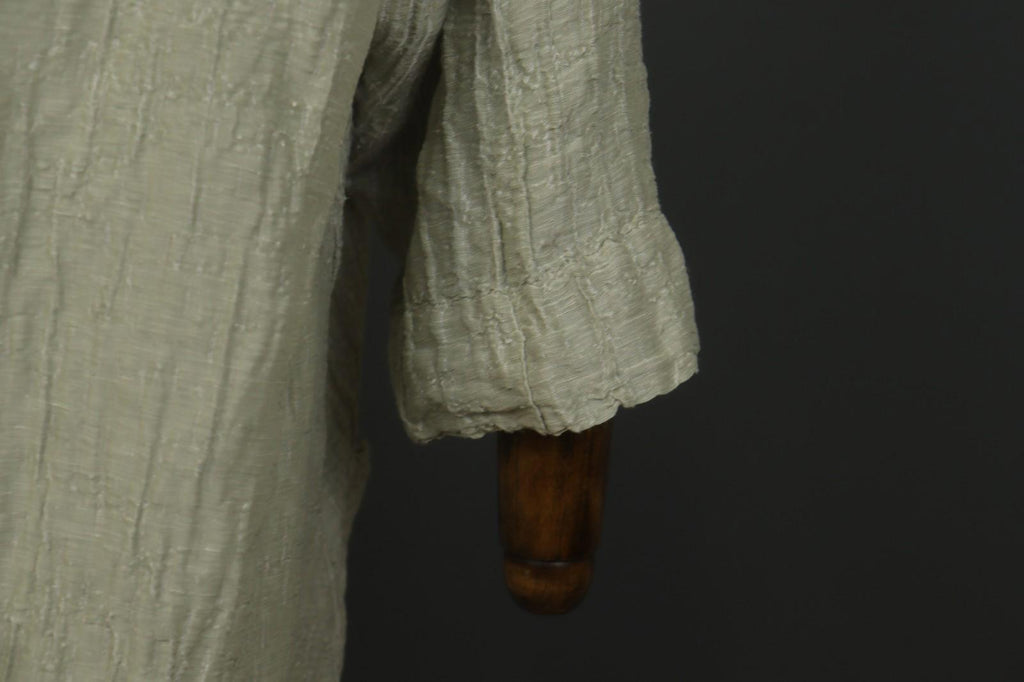 GRIZAS Silver Linen Blend Long Sleeve Crew Neck Summer Casual Maxi Dress Sz 2XL