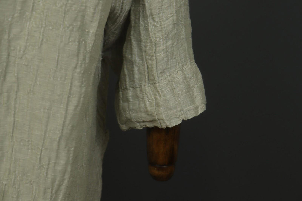 GRIZAS Silver Linen Blend Long Sleeve Crew Neck Summer Casual Maxi Dress Sz 2XL