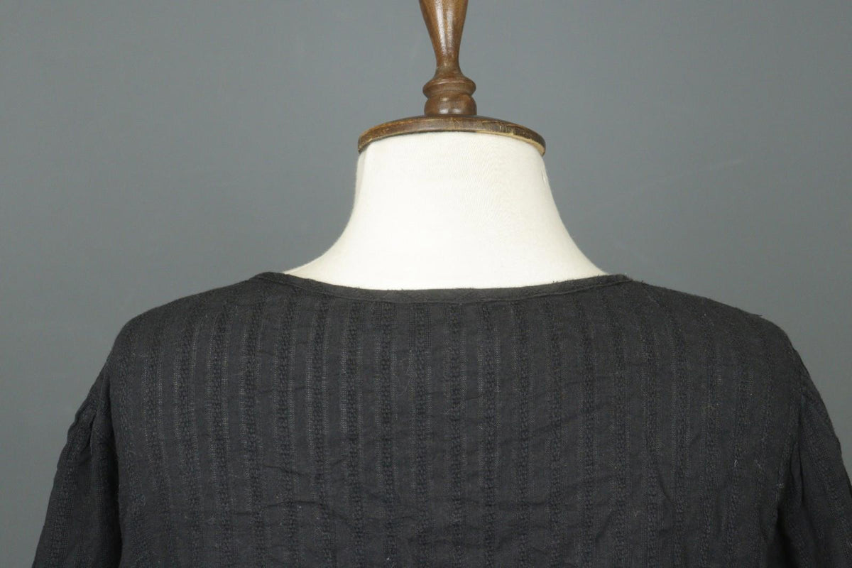 GUDRUN SJODEN Black 100% Cotton Scoop Neck Button Front Shirt Dress – Size XL