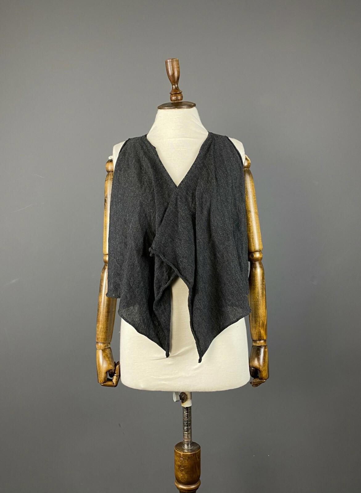 PRADA MILANO Grey Open Front Sleevless Cardigan Sweater – Size 38