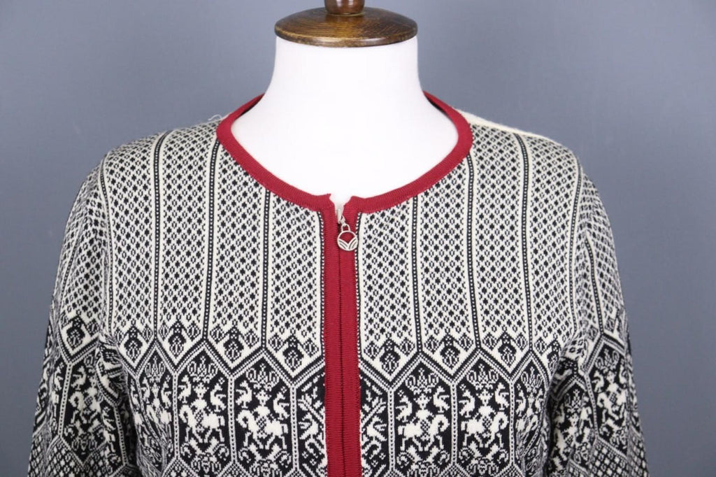 DALE OF NORWAY Multi 100% Wool Fair Isle Knit Crew Neck Full Zip Sweater – Size L