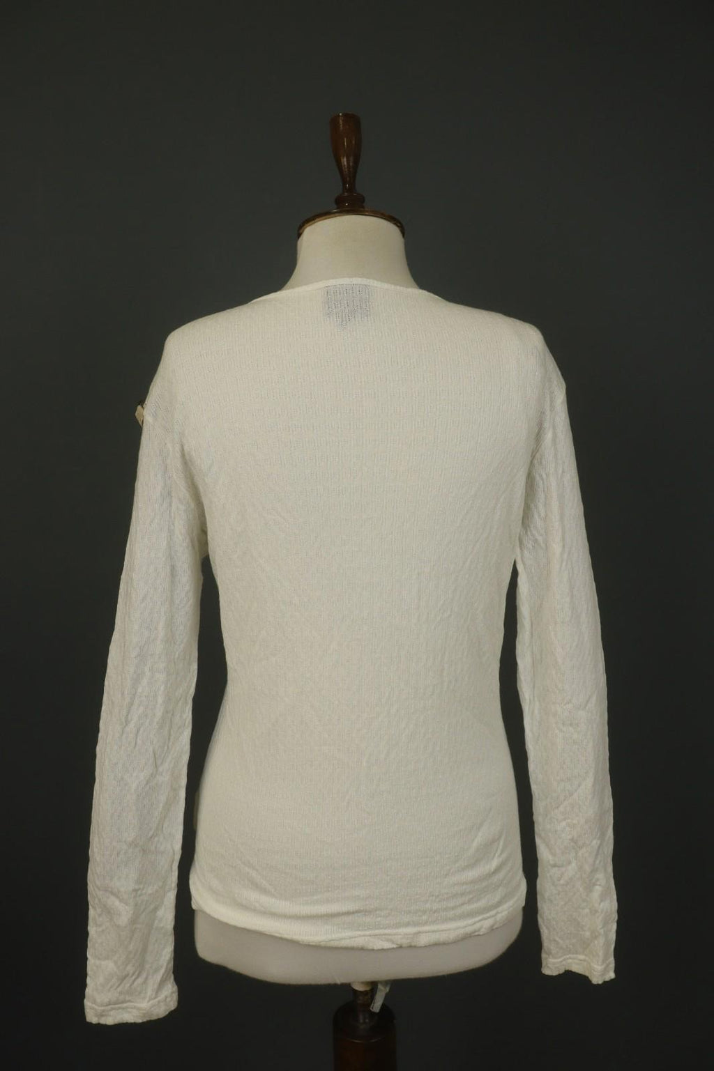 JUST CAVALLI White Knitted Long Sleeve V-Neck Stretch Pullover Sweater – Size 50